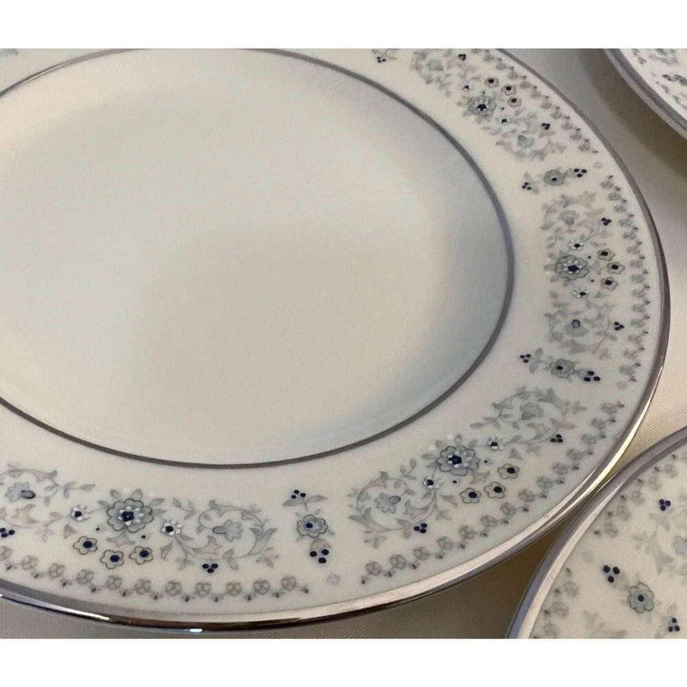 Vintage Minton Beaumaris Bread Plates (8) Fine Bone China Blue Floral 6.5